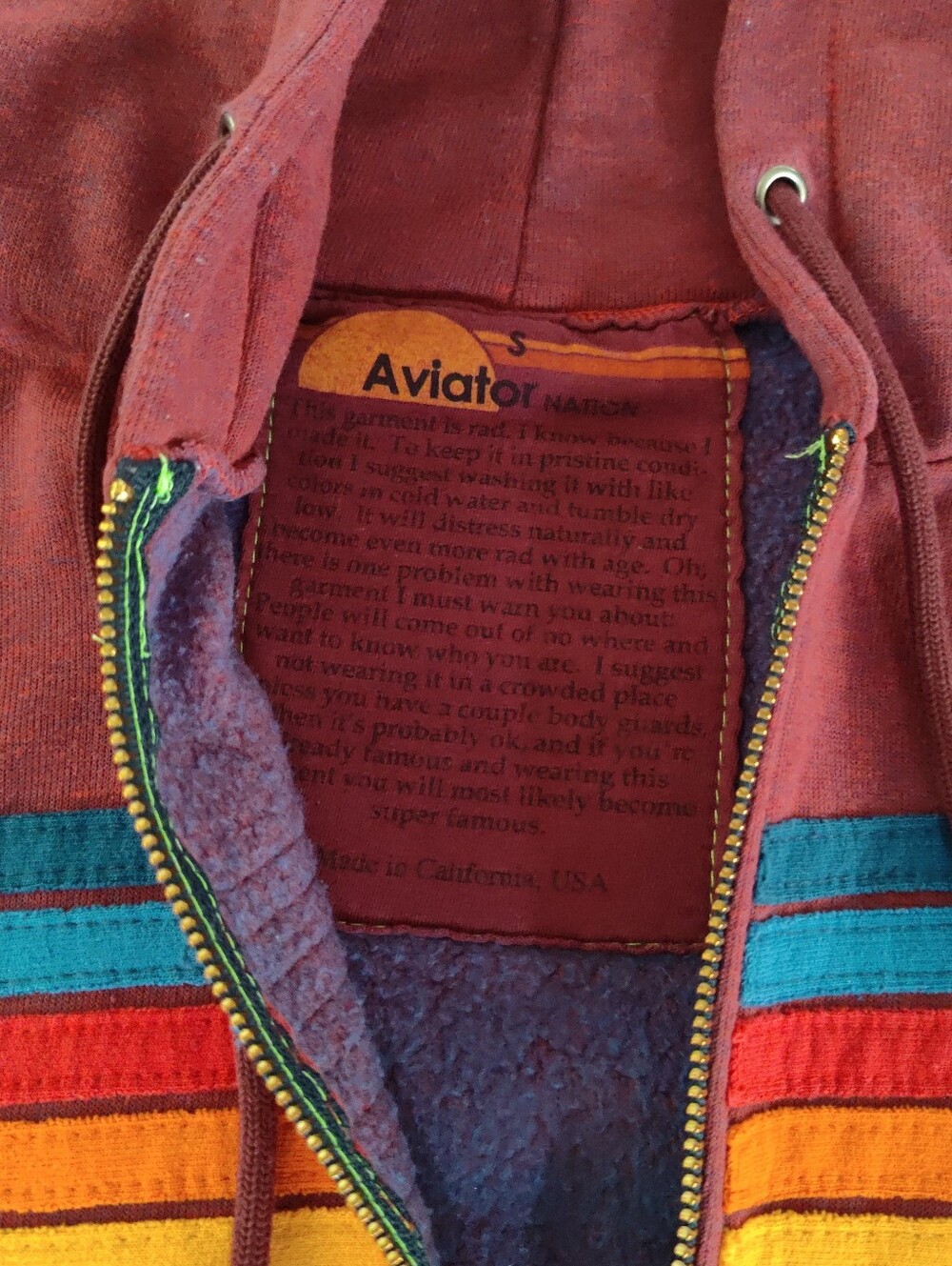 Aviator Nation 5 stripe hoodie Size small - Picture 9 of 14